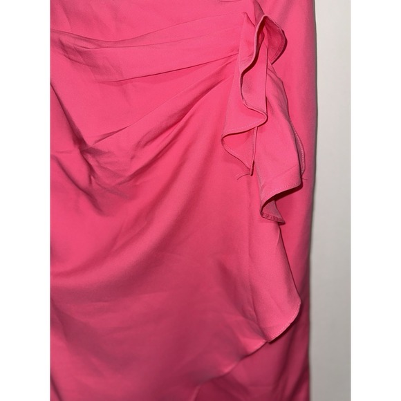 Hot Pink Off Shoulder Wrap Dress Midi Knee Length Ruffle Side Tie Party Cocktail - Picture 10 of 16